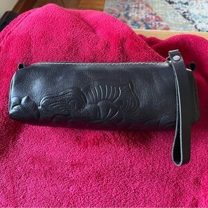 Patricia Nash Black Tooled Leather Wristlet